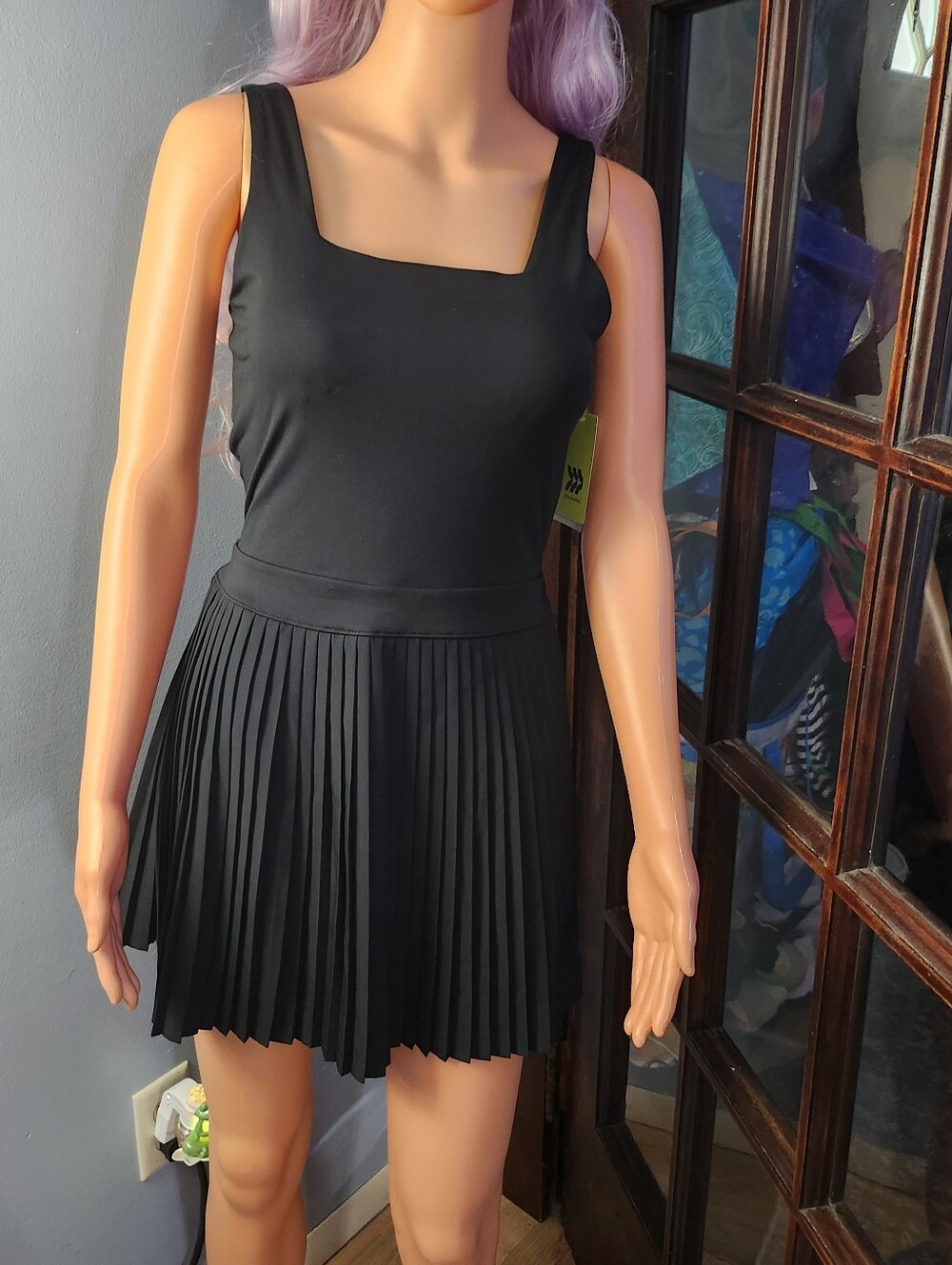 NWT All In Motion Black Pleated Tennis One Piece Dress - Built In Shorts ♡ SMALL